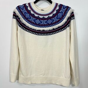 Talbots Faire Isle Lambswool Blend Crewneck Knit Sweater | MP